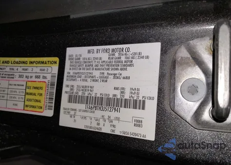 2018 Ford Mustang из США, поврежденный, VIN 1FA6P8TH3J5127941